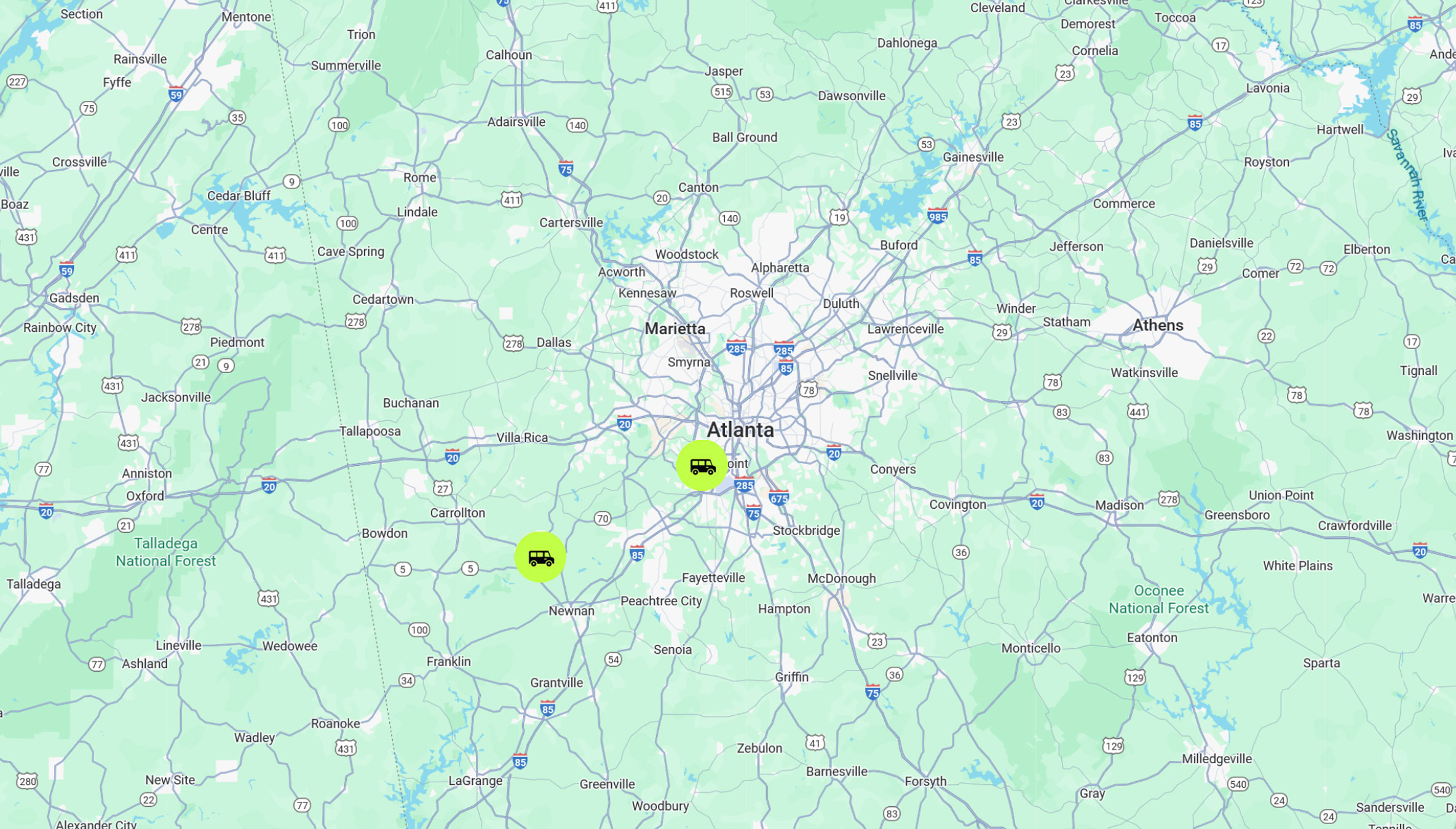 Atlanta Van Rentals Service Area & Van Rental Locations