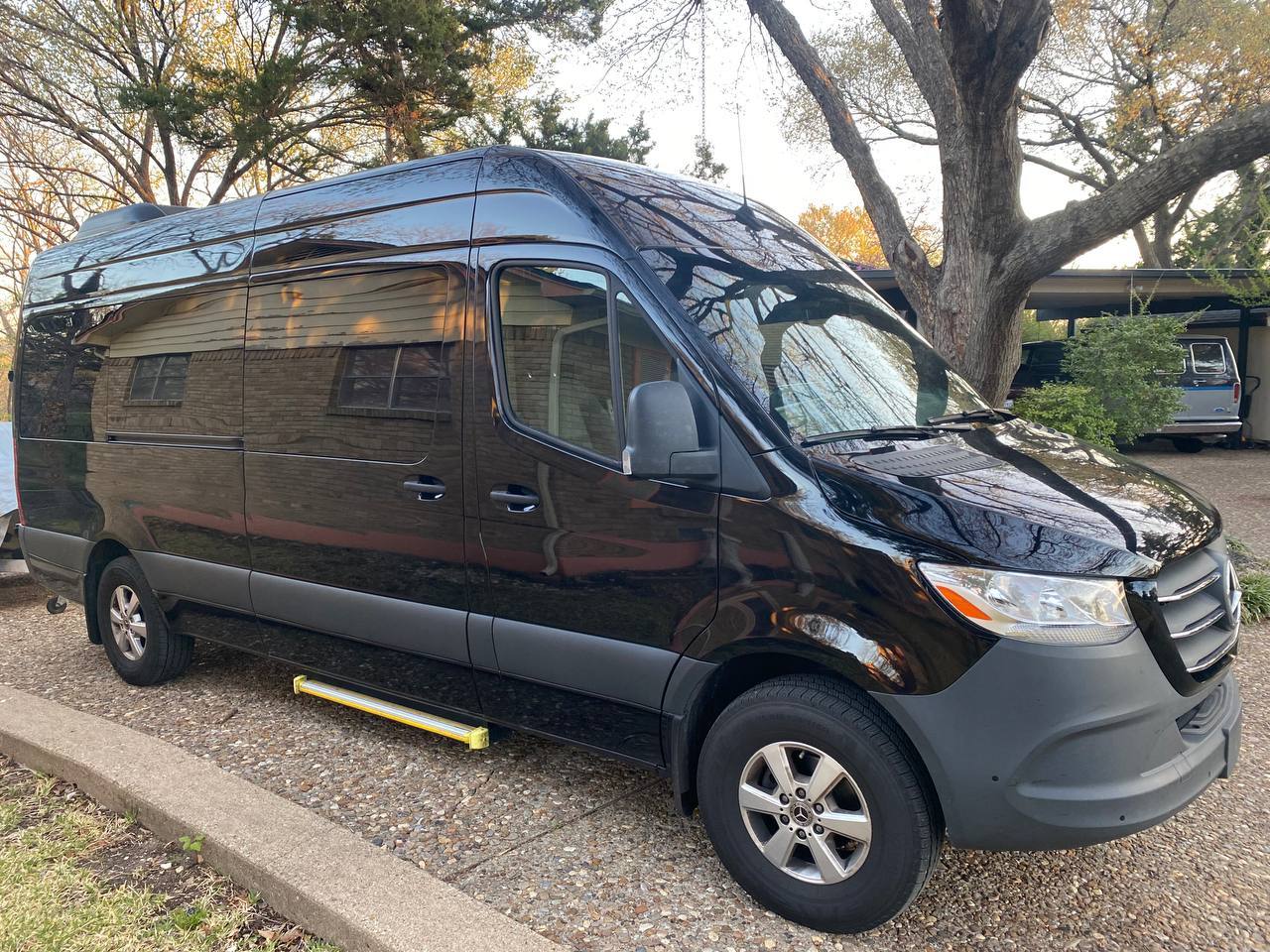 Black Mercedes-Benz Sprinter van parked in Dallas / Fort Worth, Texas