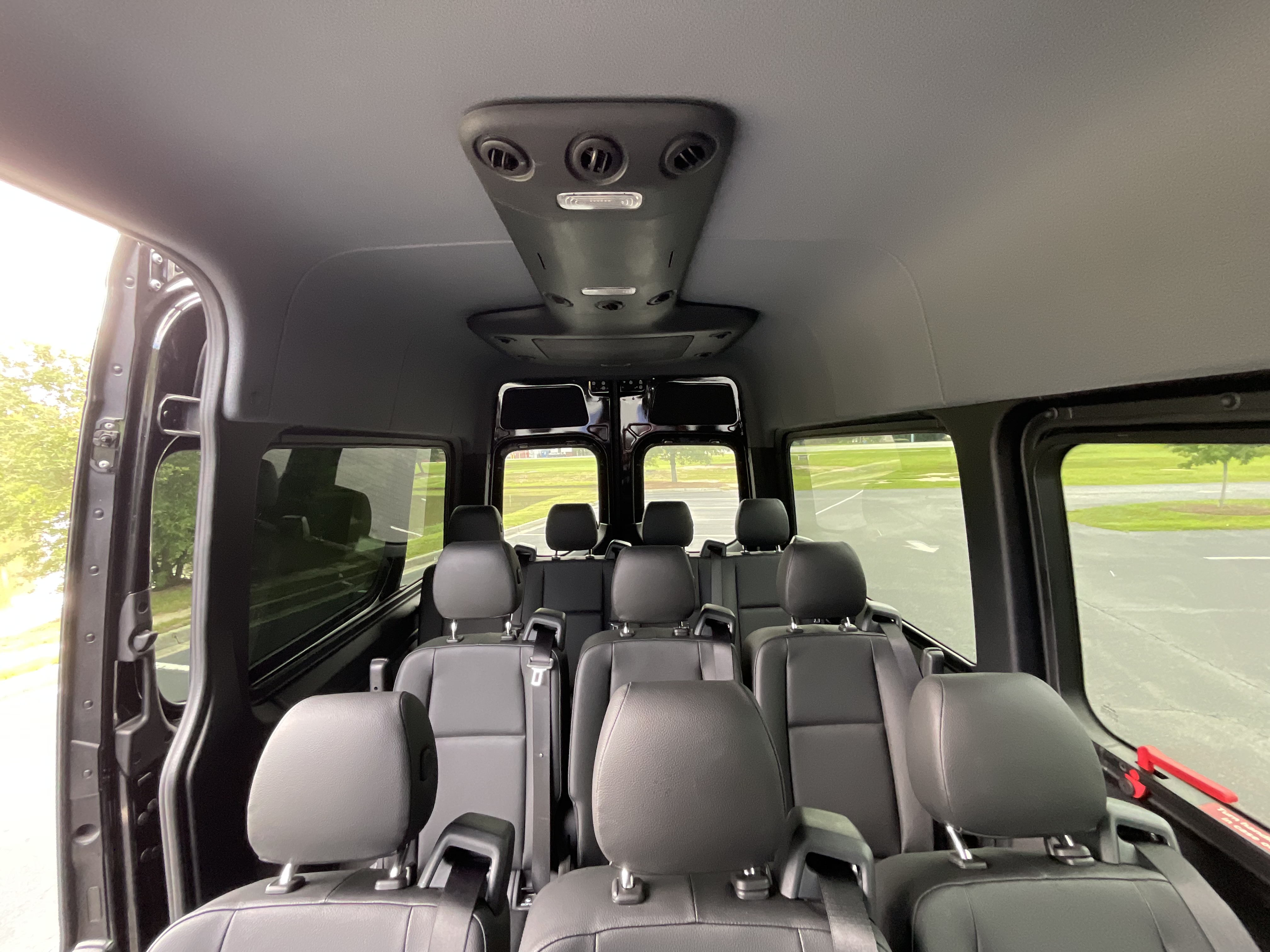 Black 2024 Mercedes-Benz Sprinter 12-passenger van rental in Eugene, Oregon
