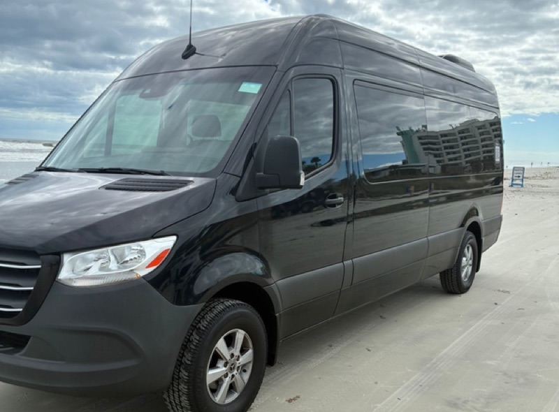 Black Sprinter van available for Florida road trips