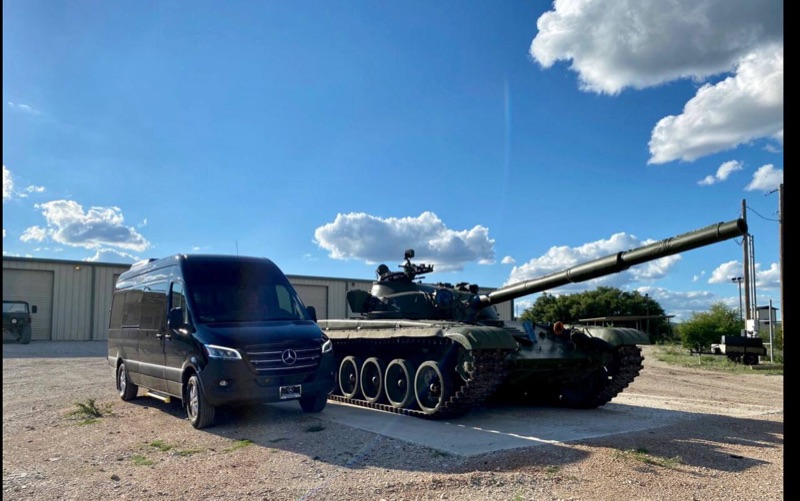 Sprinter van parked exterior view in Midland, Texas