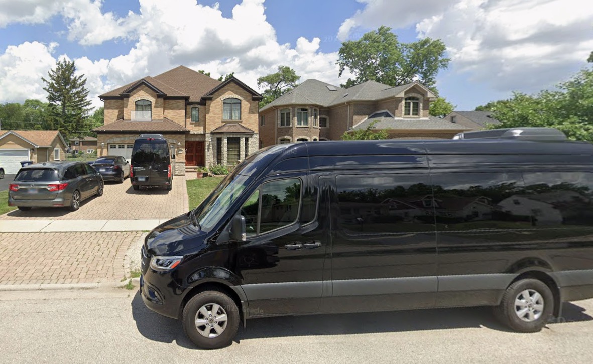 Black 15-passenger Mercedes-Benz Sprinter van available for rent in Norfolk, VA