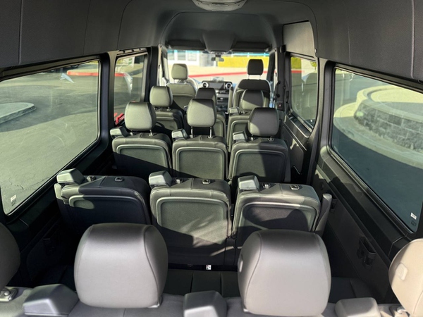 Black 2025 Mercedes-Benz Sprinter 15-passenger van available for rent in San Antonio, TX