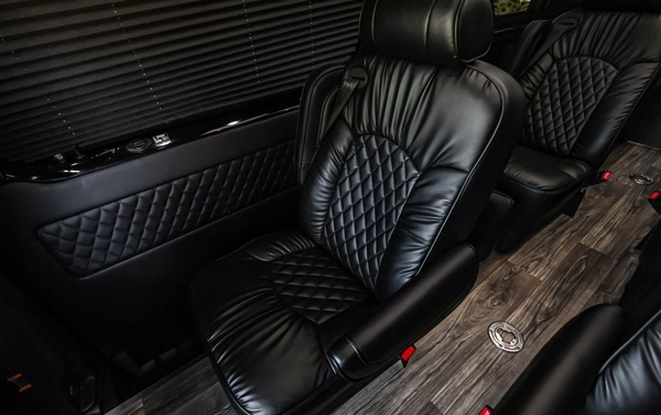 Custom VIP Sprinter van with wheelchair-accessible cargo space available for San Antonio rentals