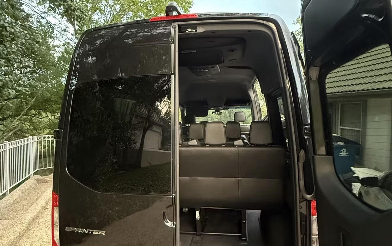 Sprinter passenger van available for rent in San Antonio, TX for group travel and Hill Country trips