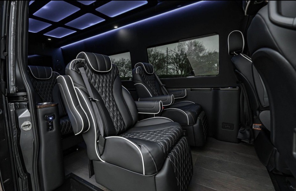 Mercedes-Benz Sprinter passenger van interior for Texarkana, TX group travel