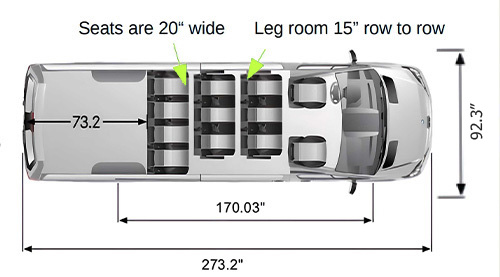 12-Seater Sprinter Van Seating Configuration
