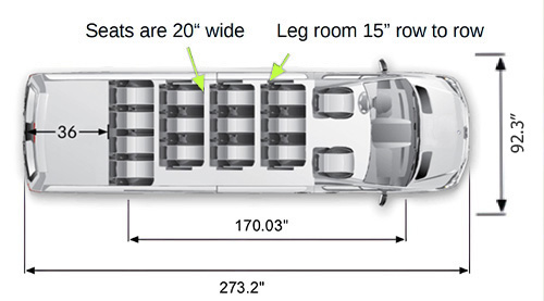 15-Seater Sprinter Van Seating Configuration