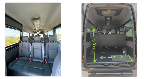 15-Seater Sprinter Van Seats & Cargo Space
