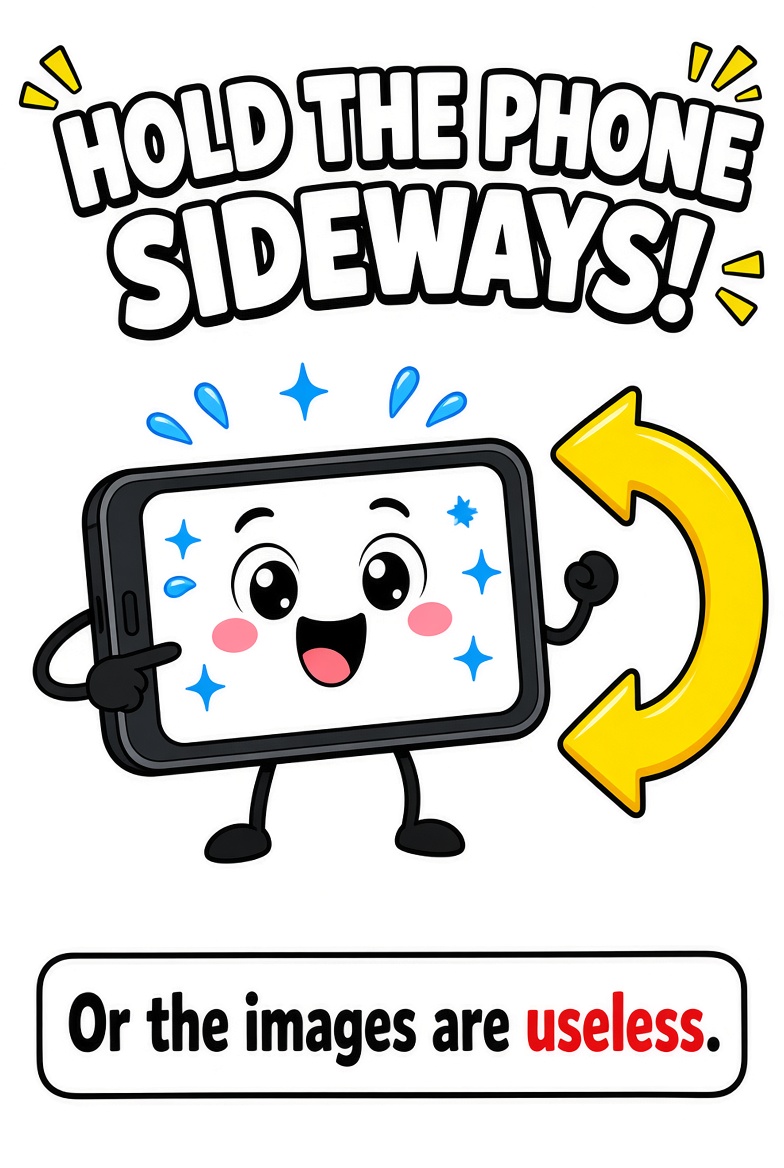 Hold the phone sideways — or the images are useless