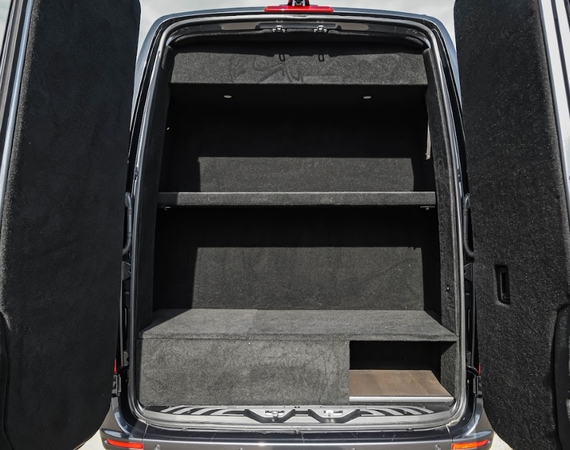Doors open showing seats and cargo space